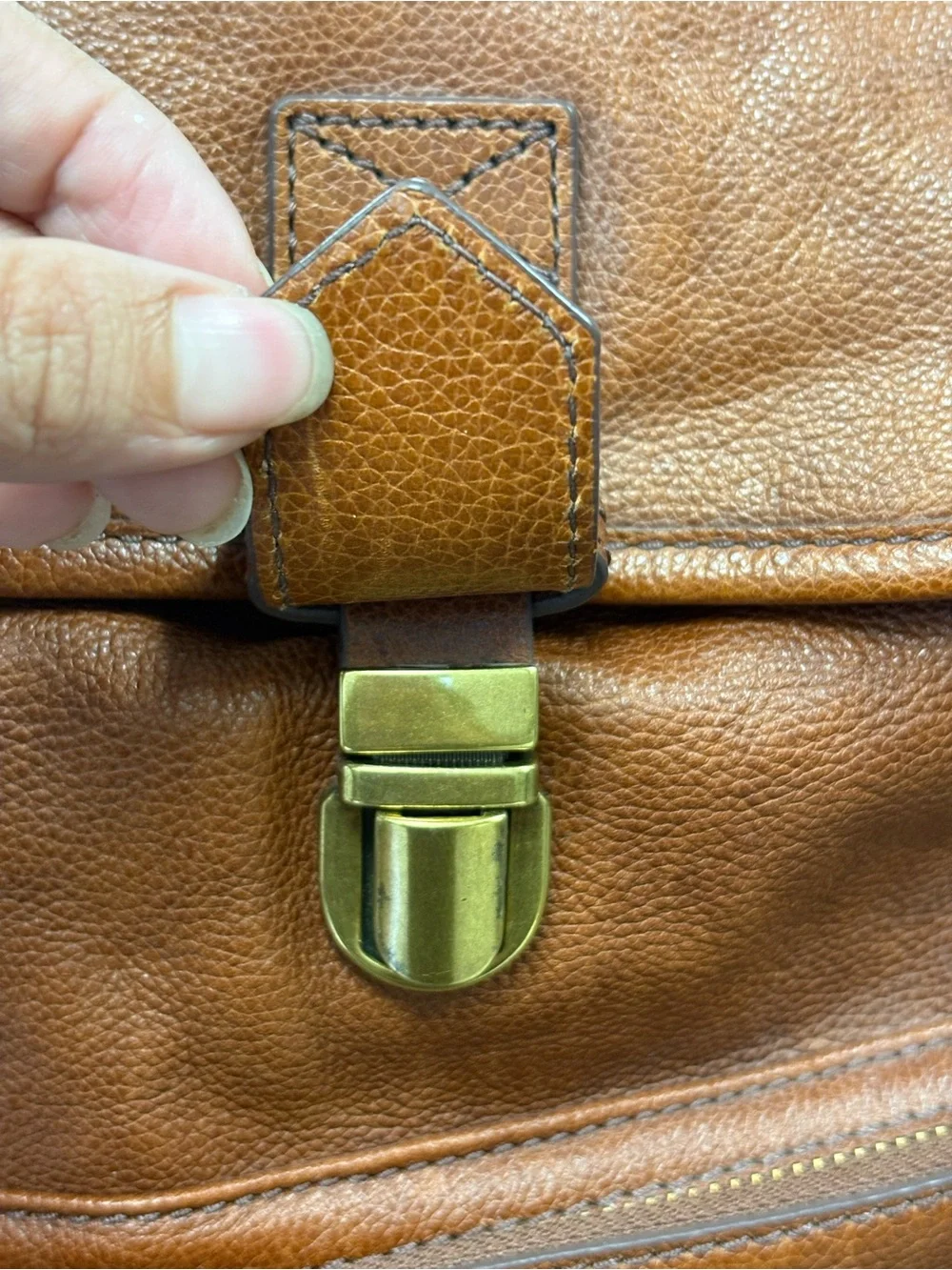 Fossil Tan Leather Backpack with Front Pocket